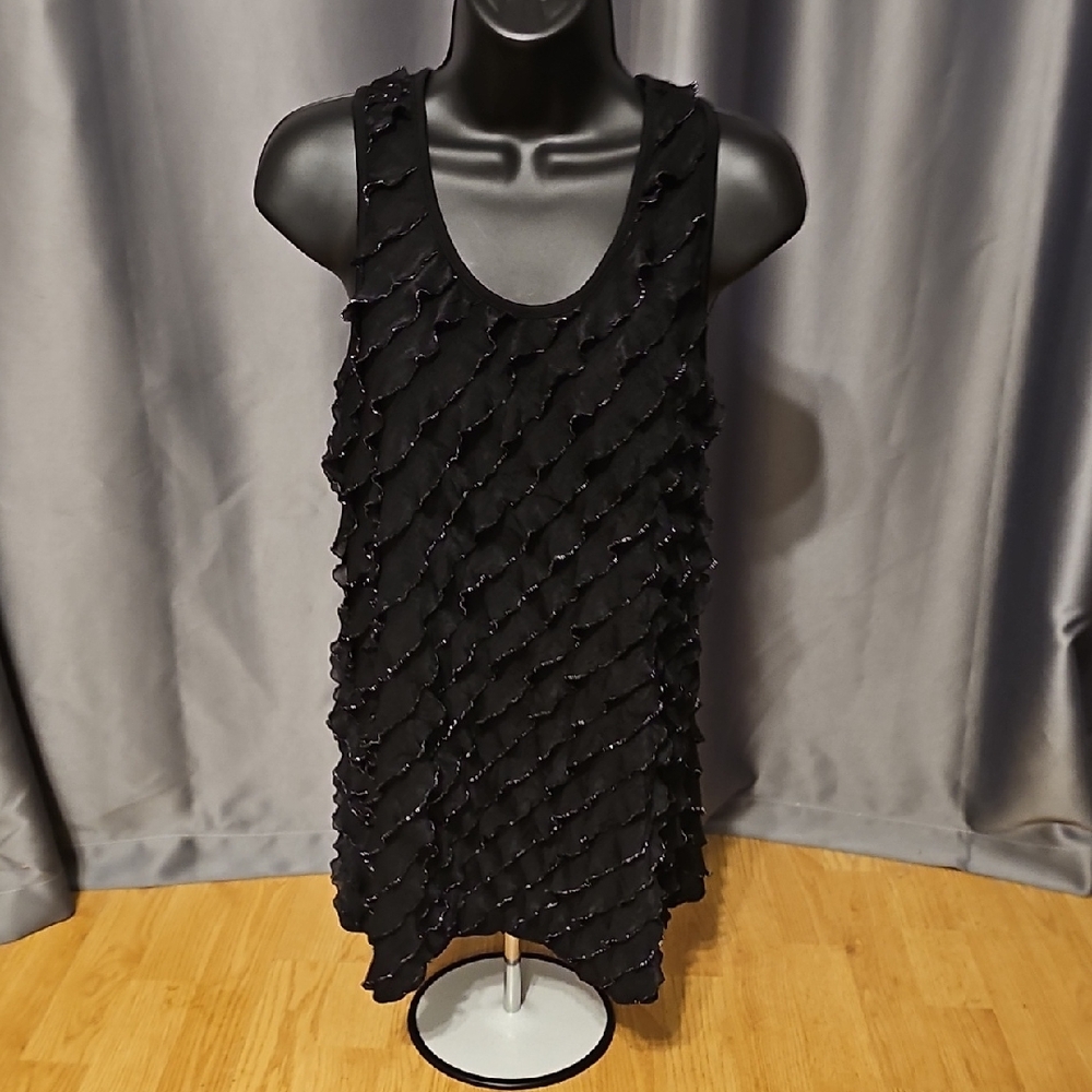 Black Ruffled Tank Top